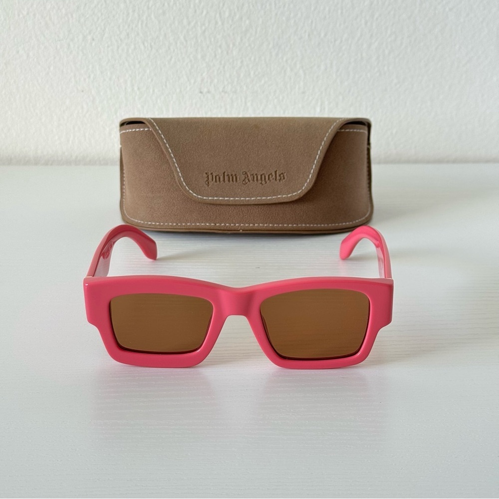 New! Palm Angels PERI021 3060 Vibrant Pink Sunglasses with Brown Lens, Authentic